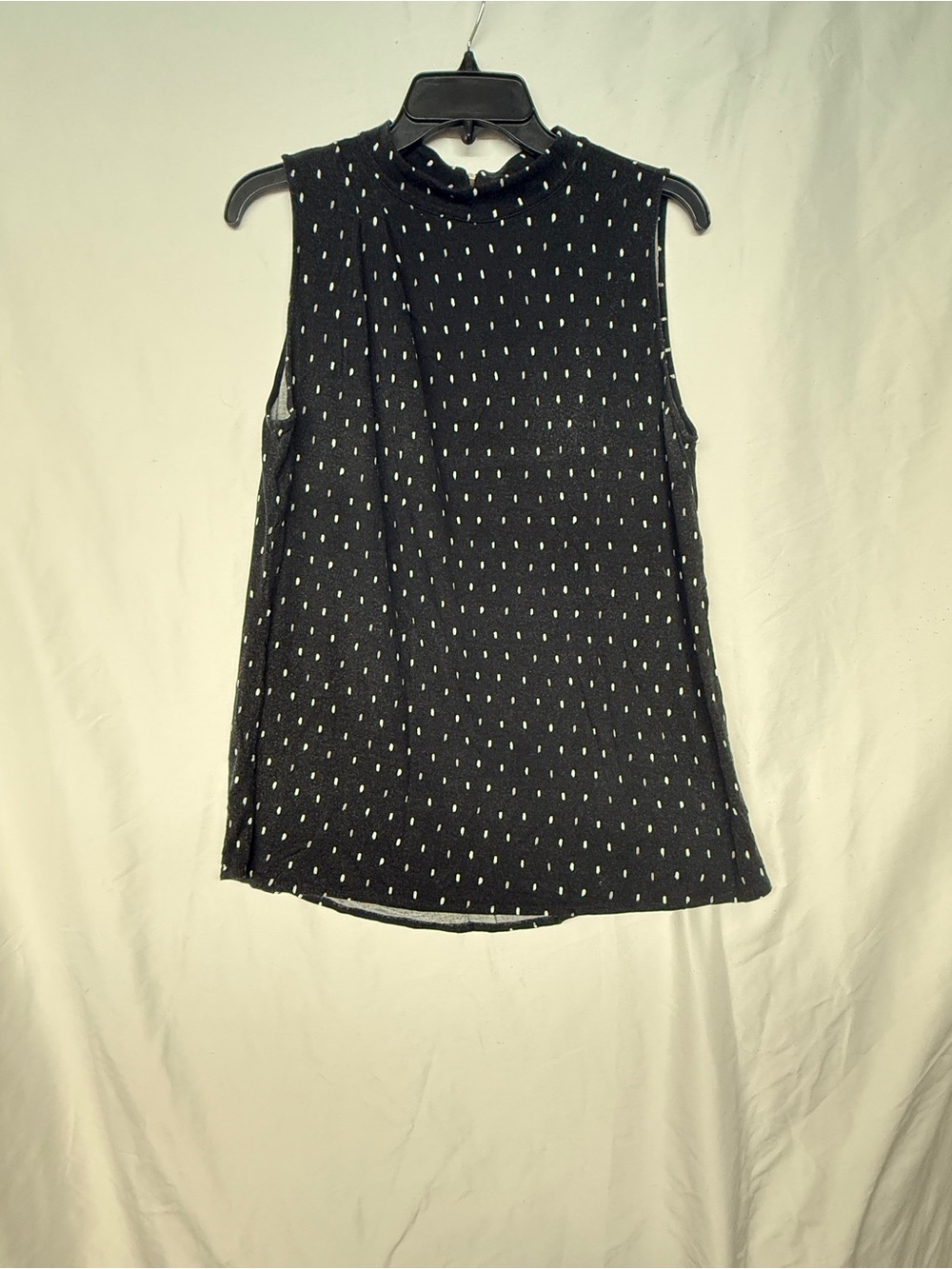 Women’s Worthington Sleeveless Black Mock Neck Polka Dot XL Top
